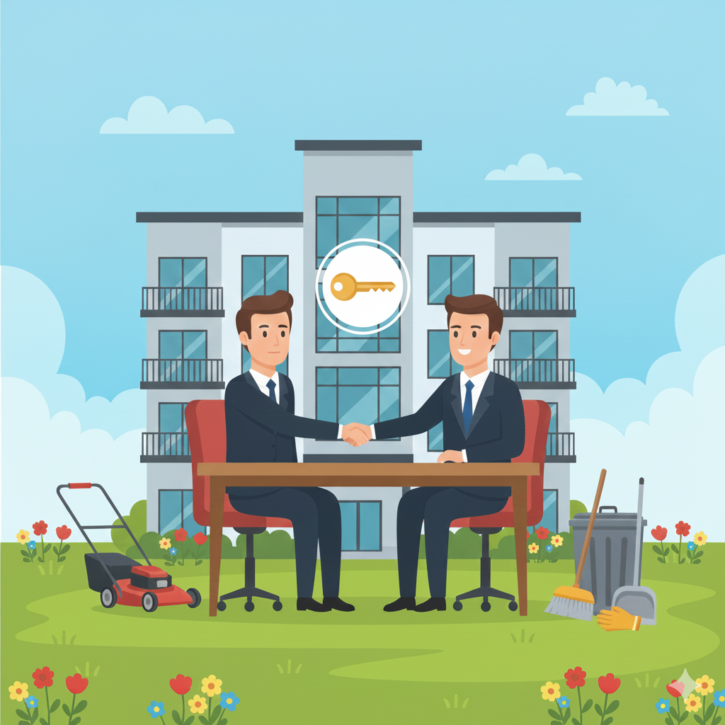 Site yönetimi ve gayrimenkul danışmanlığı illustrasyonu